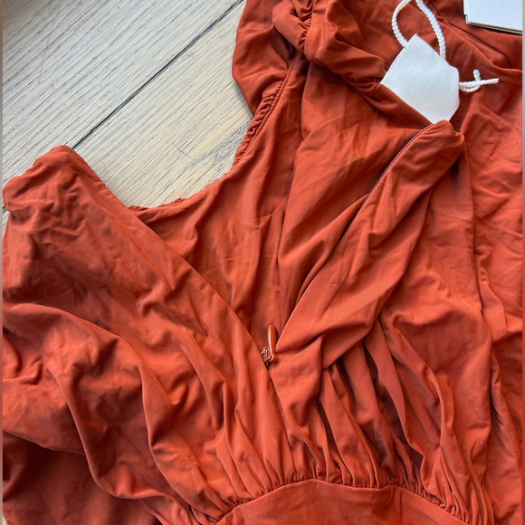 H&M Studio Collection Gathered Bodycon Dress (Burnt orange) - Picture 13 of 15